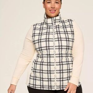 🤍✨ LIVI Quilted & Knit Vest – Cream Plaid  - Size 22/24✨🤍